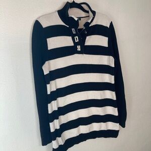Ralph Lauren button front bold striped pullover knit collared cotton sweater